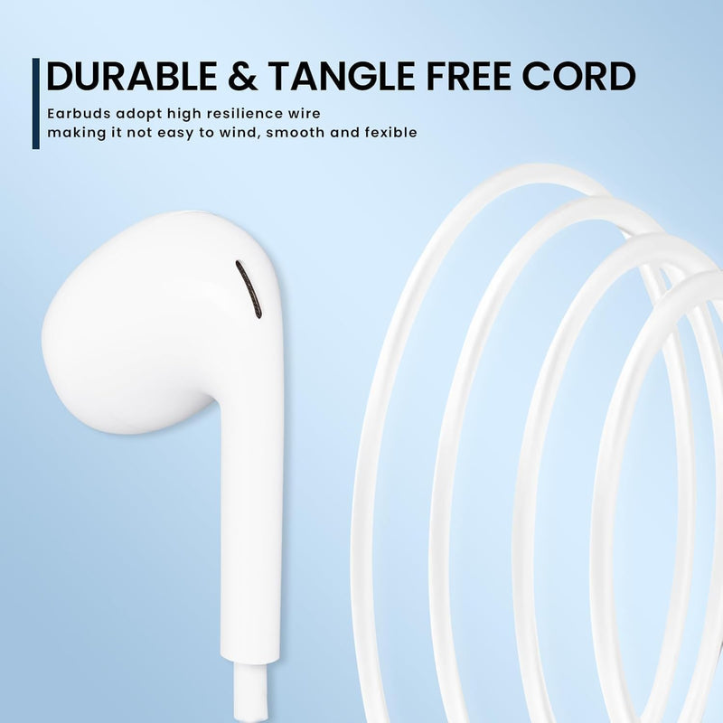 Wired Headphones for iPhone Earbuds with Lightning Connector,2 Packs Built-in Mic & Volume Control HiFi Stereo Nosie Reduction Earphones Compatible with iPhone 14/13/12/11/XR/XS/X/8/7 Support All iOS White