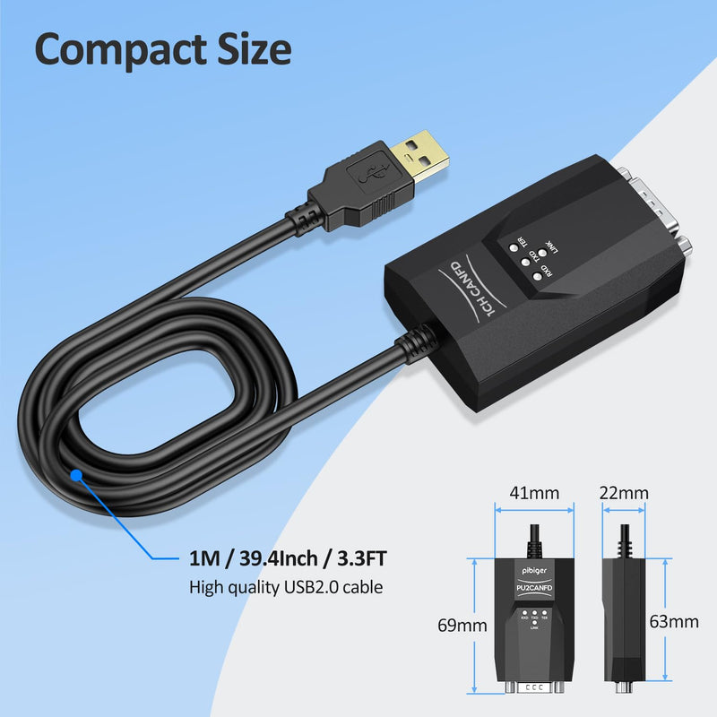 USB to CAN Analyzer Cable SavvyCAN-FD- C CAN FD Speed Up to 12M Isolated Against USB 2.5KV CE FCC SavvyCAN-FD-C
