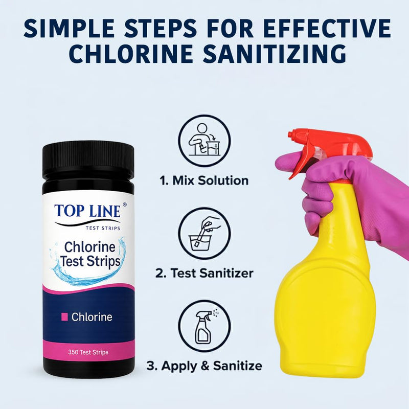 350 Chlorine Test Strips for Food Service 0-500 ppm (Value Pack) - Bleach Sanitizer Test Strips Food Service - Sanitizer Testing Strip - Chlorine Tester - Restaurant Supplies (Pack of 2) 350 Strips (Pack of 2)