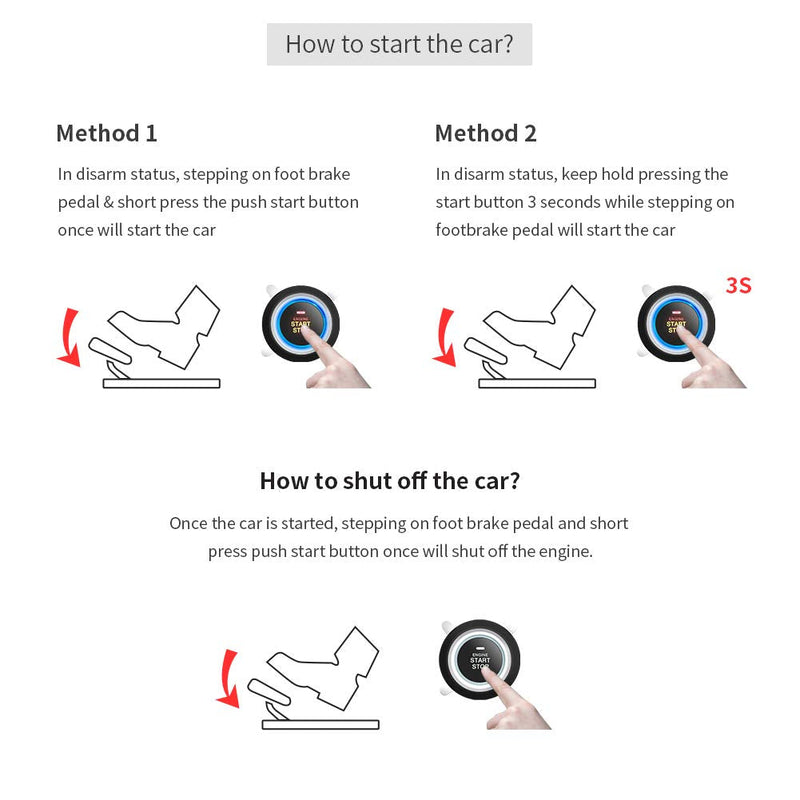  [AUSTRALIA] - EASYGUARD EC004 Smart RFID Push Engine Start Button kit & Keyless Go System Upgrade Key Start to Push Start Cars Fits for Most DC12V Cars