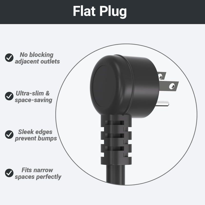Outdoor Power Strip Weatherproof IPX6, Waterproof Surge Protector with 3 Wide-Spaced Outlets, Flat Plug Heavy Duty Extension Cord for Garden Patio Garage, Wall Mountable, 13A 1625W (Black, 3FT) Black