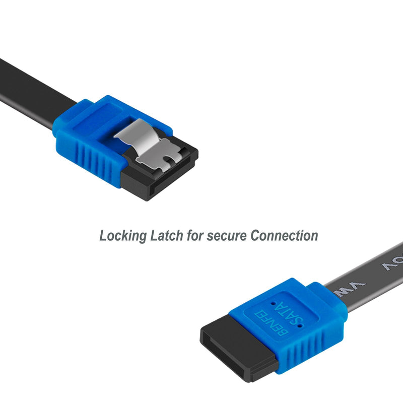 BENFEI SATA Cable III, SATA Cable III 6Gbps Straight HDD SDD Data Cable with Locking Latch 18 Inch Compatible for SATA HDD, SSD, CD Driver, CD Writer - Blue 1 Pack