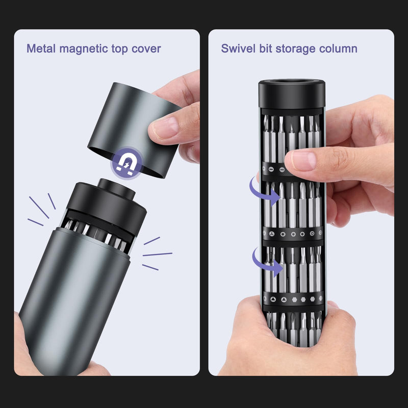 JXTZ Electric Screwdriver Set, 60 in1 Precision Screwdriver Kit with Magnetic Bits, OLED Screen, 3 torque, Repair Tool with Magnetic Storage for Repairing Toy Electronics Phone Camera Laptop Watch