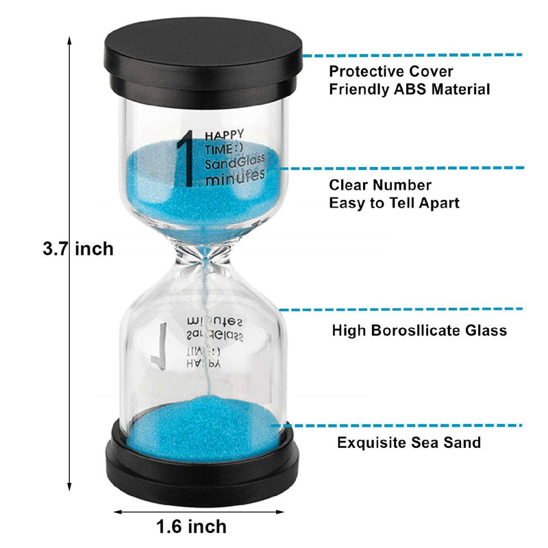 Hourglass Sand Timers 1/3/5/10/15/30 Minutes, Colorful Sand Clock for Kids, Mini Plastic Sand Watch for Games Classroom, Small Glass Sandglass Timer Set (Pack of 6) 1/3/5/10/15/30 min Blue/Purple/Orange/Green/Yellow/Red