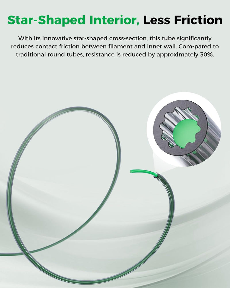 Creality PTFE Teflon Tube 4M, Upgrade Low-Resistance Star-Shaped Inner Channel Design Reduces Resistance by 30%, Support 260°C High Temperatures Printing, Precision Performance in Multicolor Printing