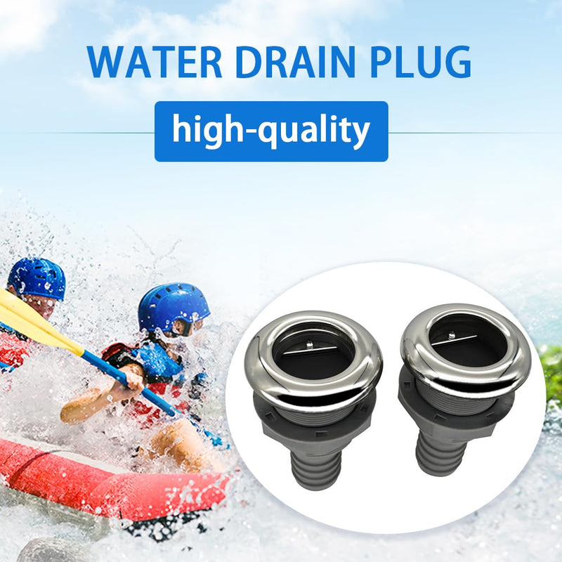 2Pcs Boat Plastic Thru Hull Grey Nylon Join 1 ½-Inch Scupper Valve,Top Cover 316 Stainless Steel Cover,and Equipped with A Water Baffle