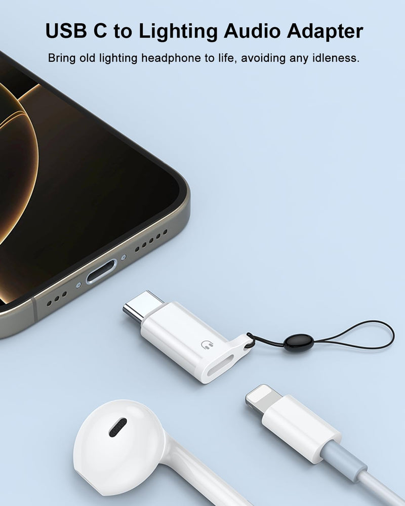 AreMe Headphone Adapter for iPhone Lightning to USB C Audio Adapter | USB-C Male to Lightning Female Earbuds Converter, Support Line Control & Calls, Not for Charging/Data Transfer