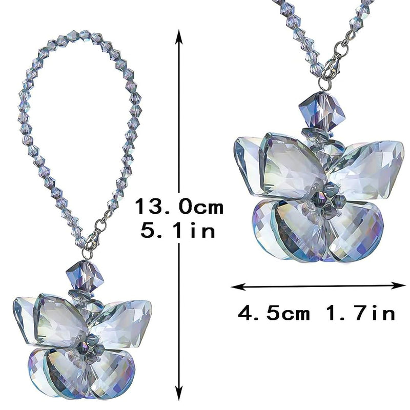 H&D HYALINE & DORA Crystal Glass Butterfly Car Key Charm Mirror Hanging Ornaments Gift (Butterfly-1) Rainbow Butterfly
