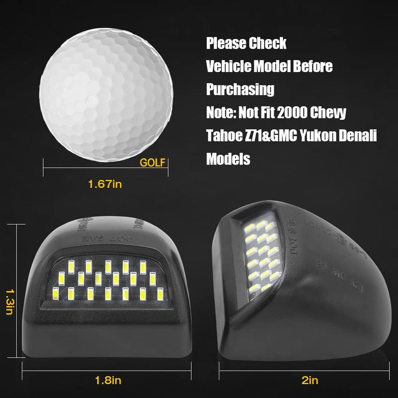 LED License Plate Light Assembly, Replacement for Chevy Silverado 1500 2500 3500 Suburban Tahoe Sierra Yukon XL Escalade Accessories,36pcs White Pack of 2 (6500K+BLACK) 6500K+BLACK
