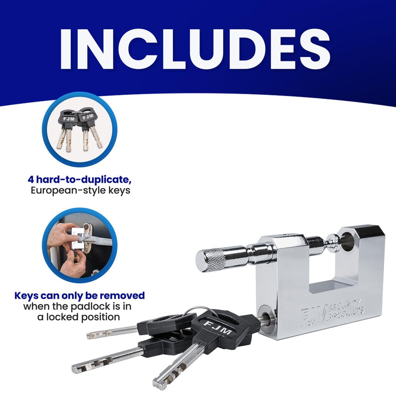 FJM Security SPSA80-KD 3-1/8" Triple Chrome Plated D-Shaped Security Padlock, Keyed Different