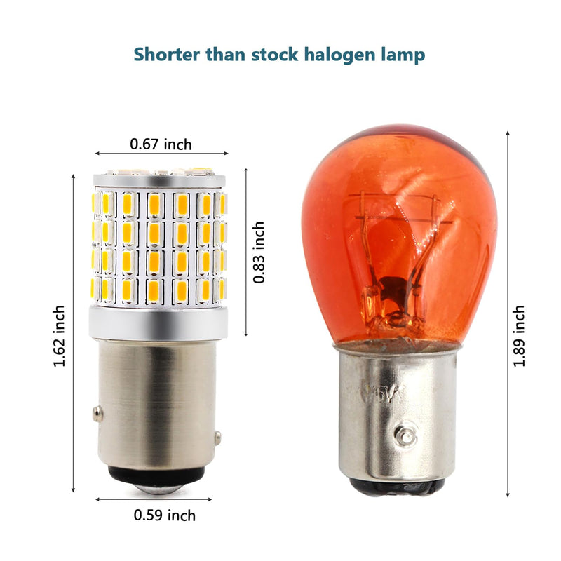 PHINLION 2057 1157 Orange Yellow LED Bulbs Super Bright 3014 72-SMD 1034 2357 7528 LED Bulb for Turn Signal Blinker Parking Side Marker Lights, Amber Yellow