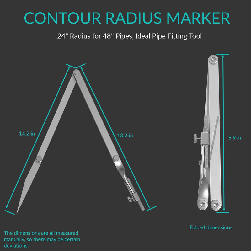 Contour Radius Marker - Up to 24" Radius, Aluminum Radius Marker with 5 Soap Stone & SoapStone Holder, Foldable Pocket-Size Standard Radius Marking Tool 1 Count (Pack of 1)