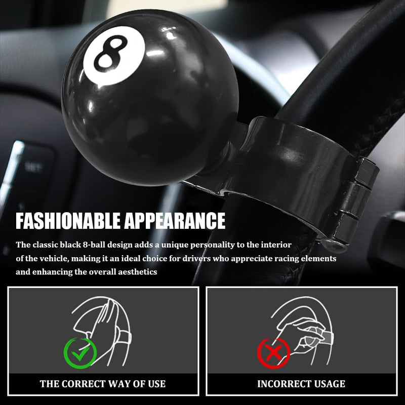 8 Ball Steering Wheel Knob Spinner, Suicide Knob, Heavy Car Turning Suicide Spinner Handle, Universal 360 Degrees Rotation Steering Wheel Accessories Compatible with Most Vehicles