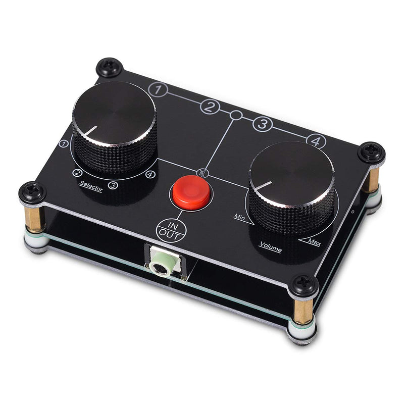 Little Bear MC104 Mini Audio Switcher, 4-Way 3.5mm AUX Stereo Passive Selector, Switch Box Splitter for PC/Player/Headphone/Amplifier/Speaker