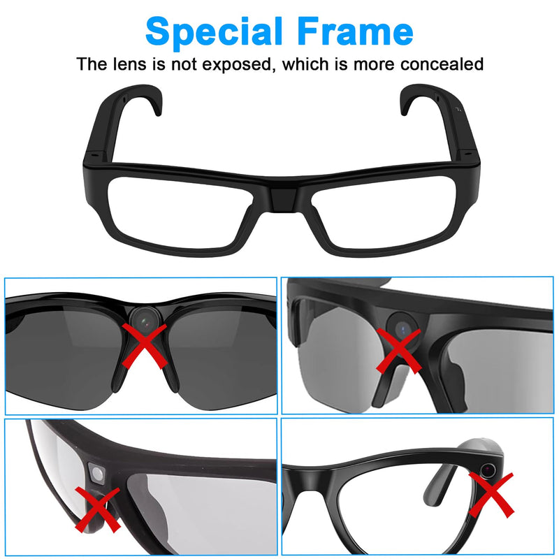 Camera Glasses Wearable HD 1080P Video Smart Glasses Outdoor Sport Action Recording Glass Camera for Cycling, Driving, Hunting, Hiking, Fishing