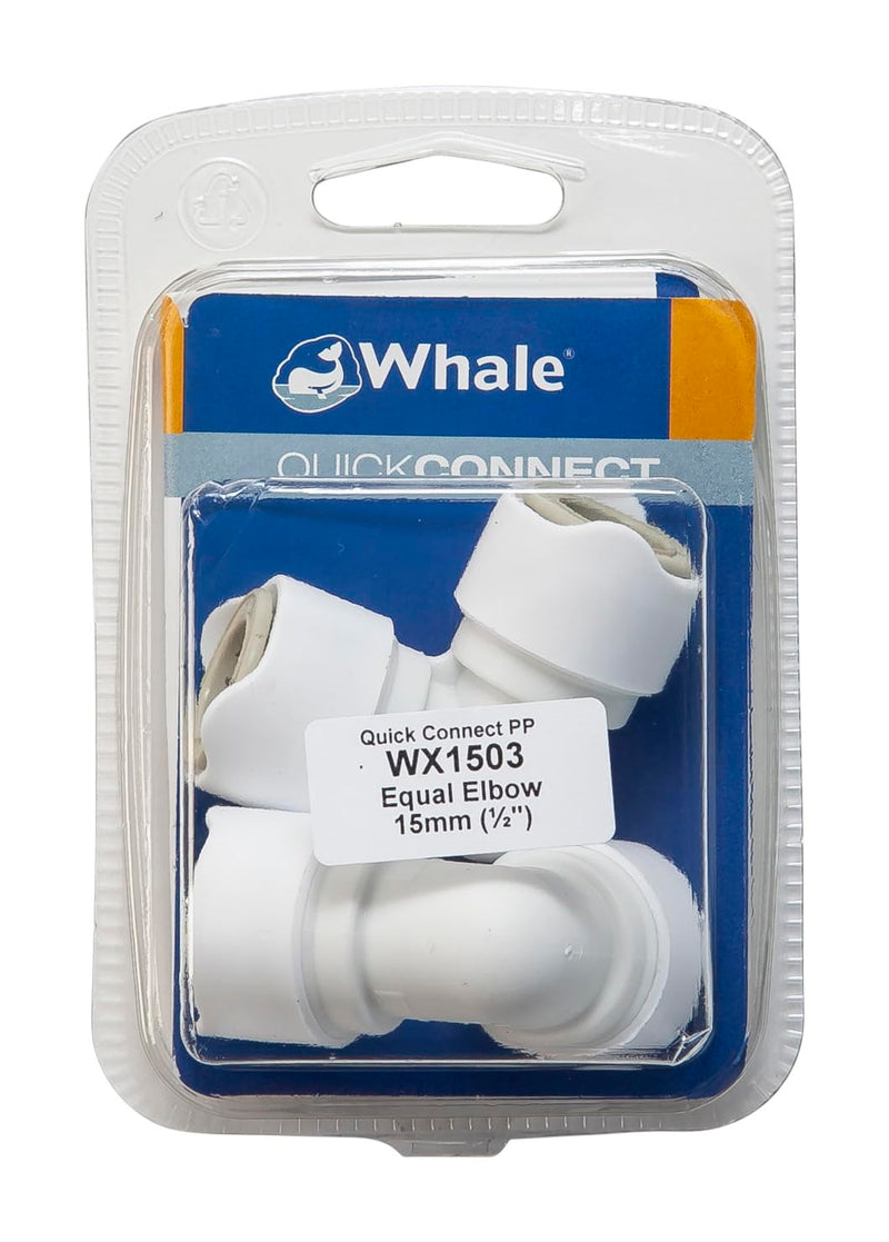 Whale Quick-Connect Plumbing Connector - Double-Gripper Design - for Hot and Cold Water Elbow