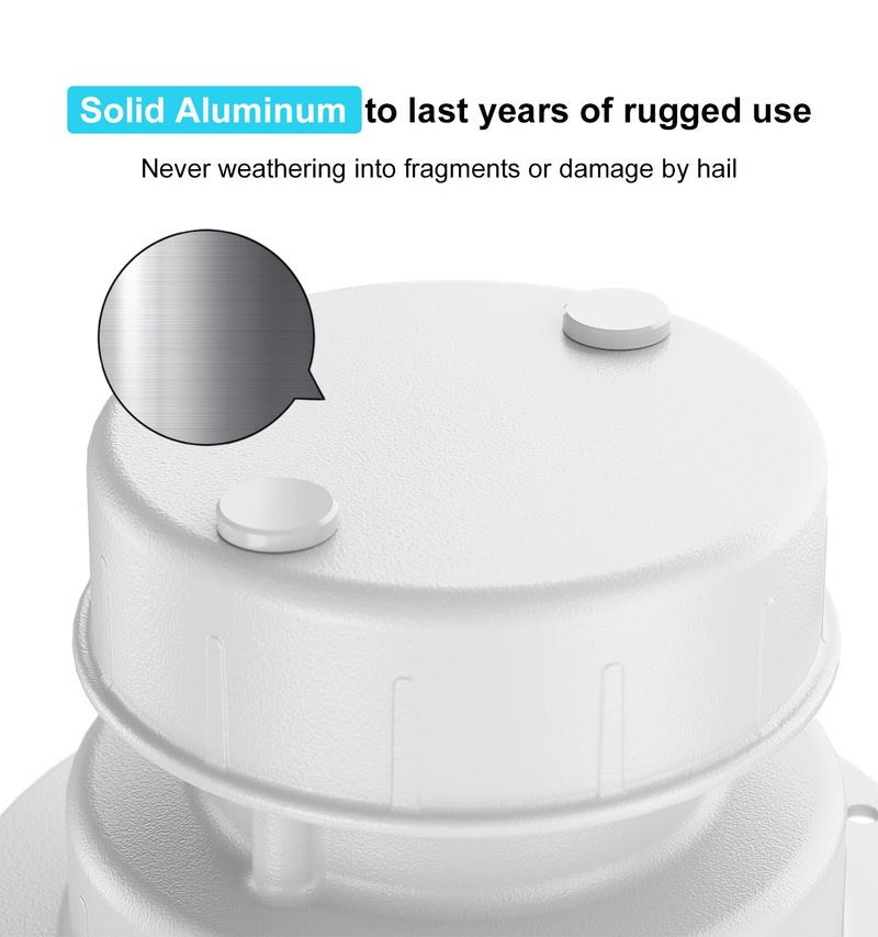 Aluminum RV Plumbing Vent Cap Cover with Screen - Weatherproof Metal Replacement Kit for Camper, Travel Trailer, Motorhome Sewer Roof Top - Fit for 1" to 2-3/8" OD Pipe (White, 2 Packs) White