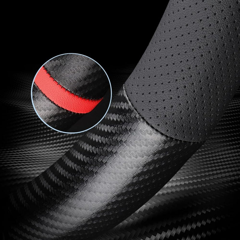 Carodi Carbon Fiber Leather Car Steering Wheel Cover ，for Tesla Model 3 / Model Y Steering Wheel Cover Black-B