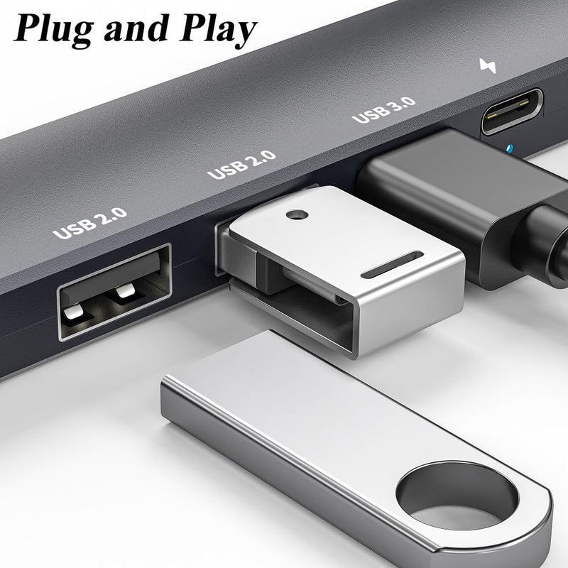 5 in 1 USB C Hub with 4K HDMI, PD 100W Fast Charging Type C Adapter, Multi-Port USB C Converter Compatible with Windows, MacOS, Linux sysytem; Support MacBook Air/Pro/ M1/ M2, Chromebook, XPS