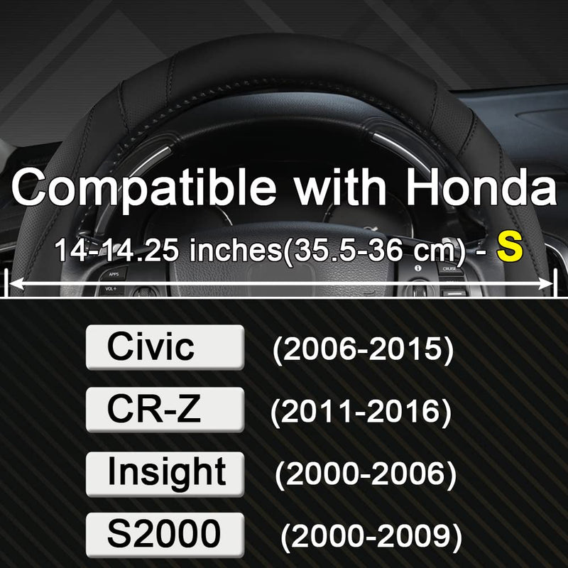 West Llama Customized Auto Car Steering Wheel Cover for Honda Civic, CR-Z, Insight, S2000, 14" - 14.25" (Black-Small Size) Small size (14 ''-14 ½'') Black