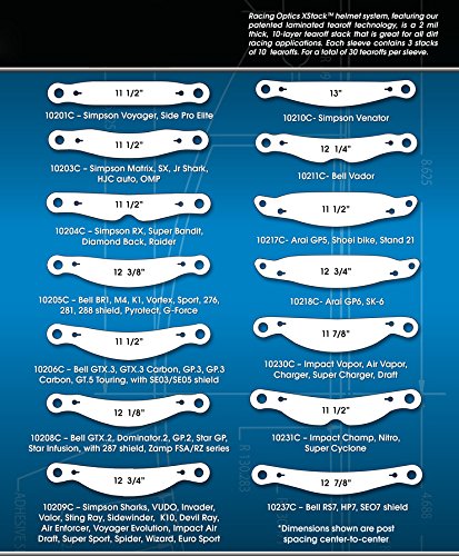 Racing Optics10211C - Racing Optics Xstack Helmet Tear Off Fits Bell Vador and Racequip Vesta helmets