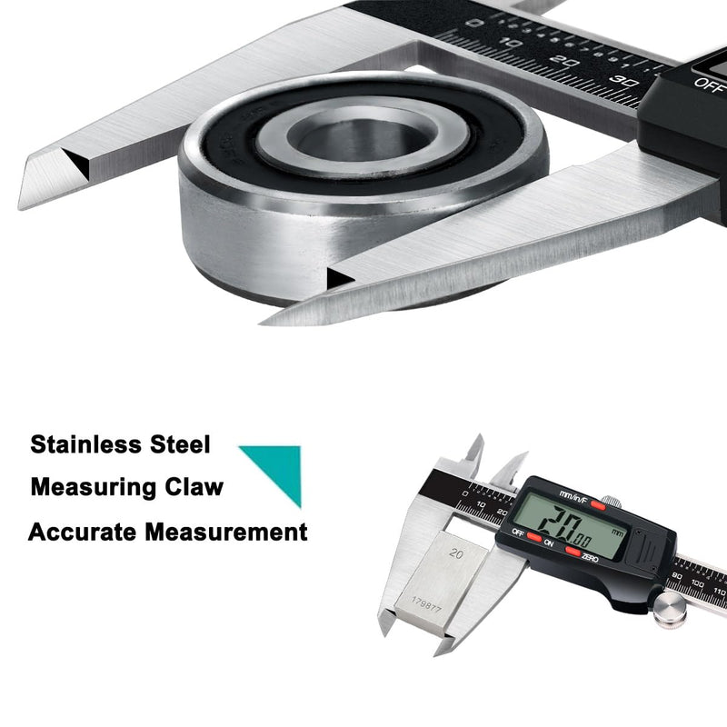 Kynup Micrometer Caliper Tool, 12Inch Digital Caliper, Vernier Caliper with Stainless Steel, Large LCD Screen, Auto - Off Feature, Inch Metric Fraction Conversion 004-4