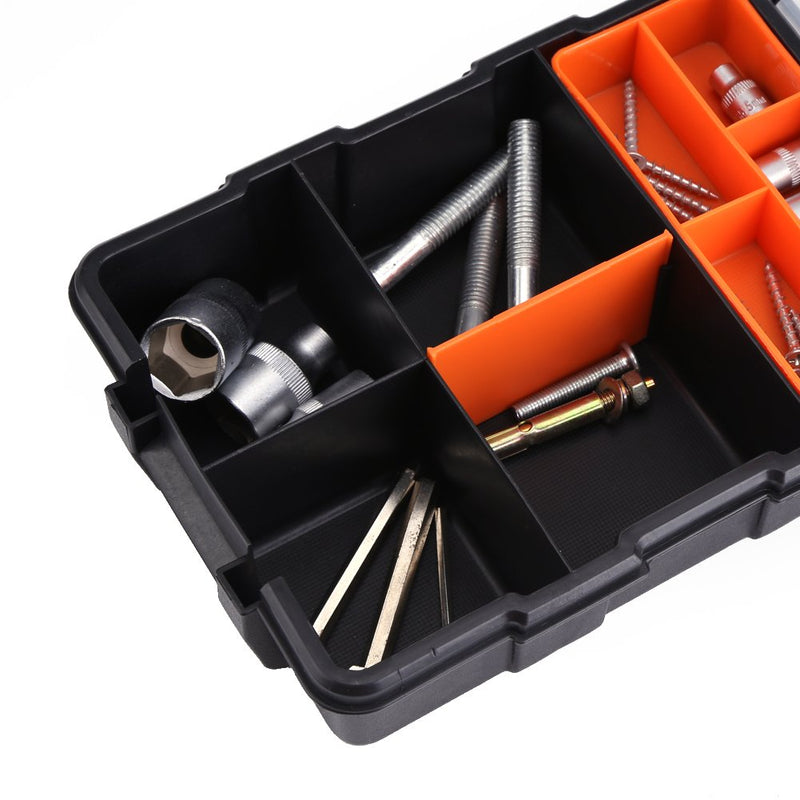 Tool Box Organizers, Components Storage Box Small Parts Tool Box Holder Hardware Storage Box Tools Organizer Container with Removable Plastic Dividers