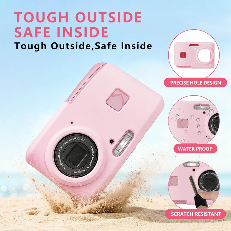Silicone Case for Kodak PIXPRO FZ45 Digital Camera with Screen Protector and Lanyard for Kodak PIXPRO FZ45 Accessories- Pink