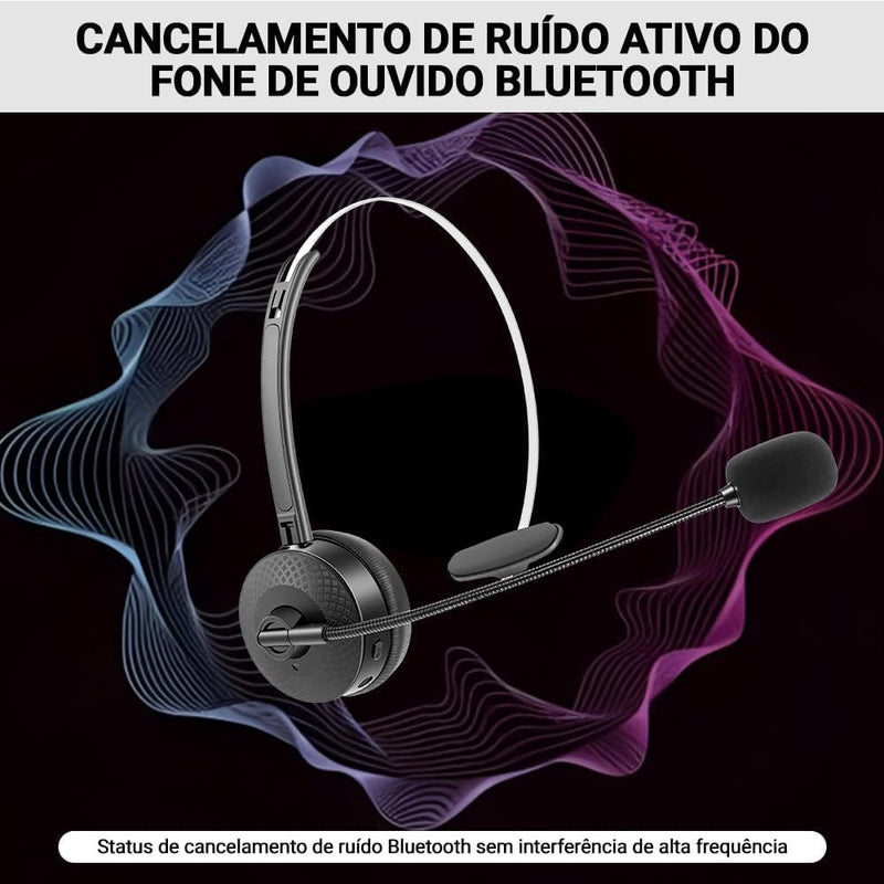 Bluetooth Headset with Mic, Wireless On Ear Headphones with Noise Cancelling Microphone for Trucker, Hand Free Wireless Headset for Cellphone