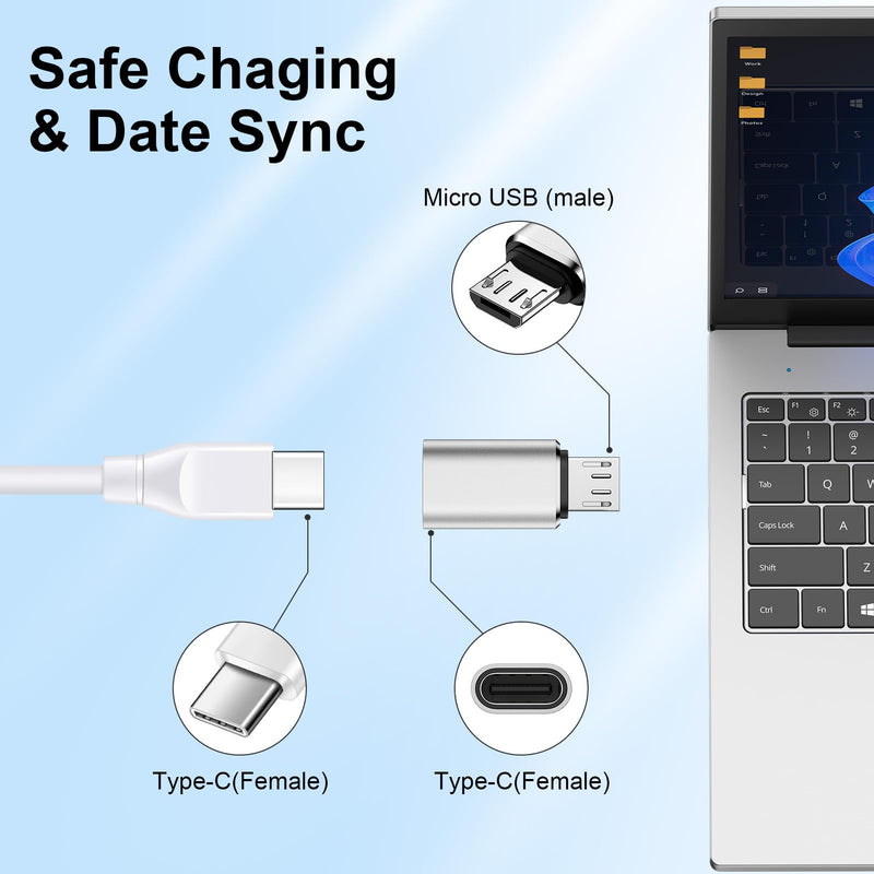 Micro USB Adapter for Samsung Galaxy S7 Edge S7 S6 Edge S6 J7 J5 J3 | Nexus 6 5 LG G4 G3 Kindle MP3 Players, 4 Pack Type C Female to Micro USB Male Convert USB C to Micro USB Charge & Data Sync Sliver
