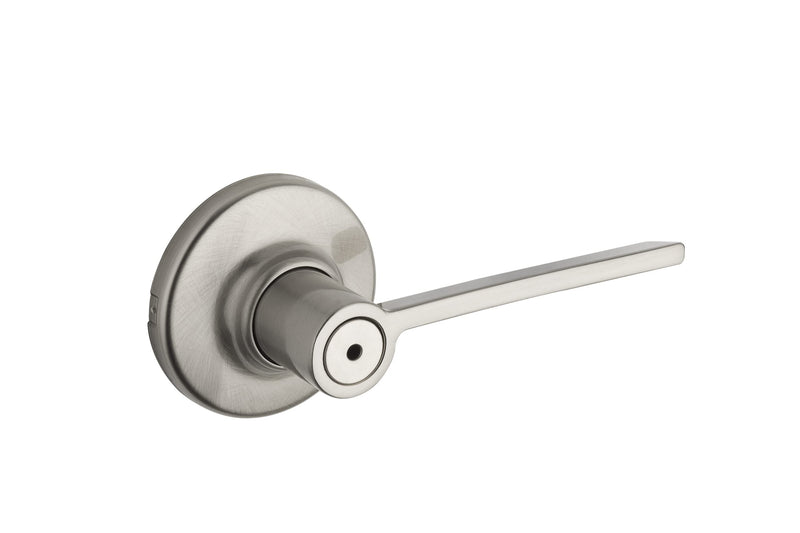 Kwikset Ladera Interior Privacy Door Handle with Lock, Door Lever For Bathroom and Bedroom, Satin Nickel Reversible Keyless Push Button Lock Door Lever, with Microban Protection, 1 Count (Pack of 1) 1 Count (Pack of 1)
