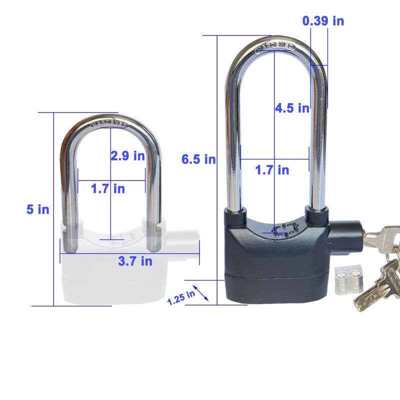 Long Cross-Beam Alarm Lock 110dba Universal Security Alarm Lock System Anti-Theft for Door Motor Bicycle Padlock with 3 Keys (1PCS) 1 Long cross-beam alarm lock