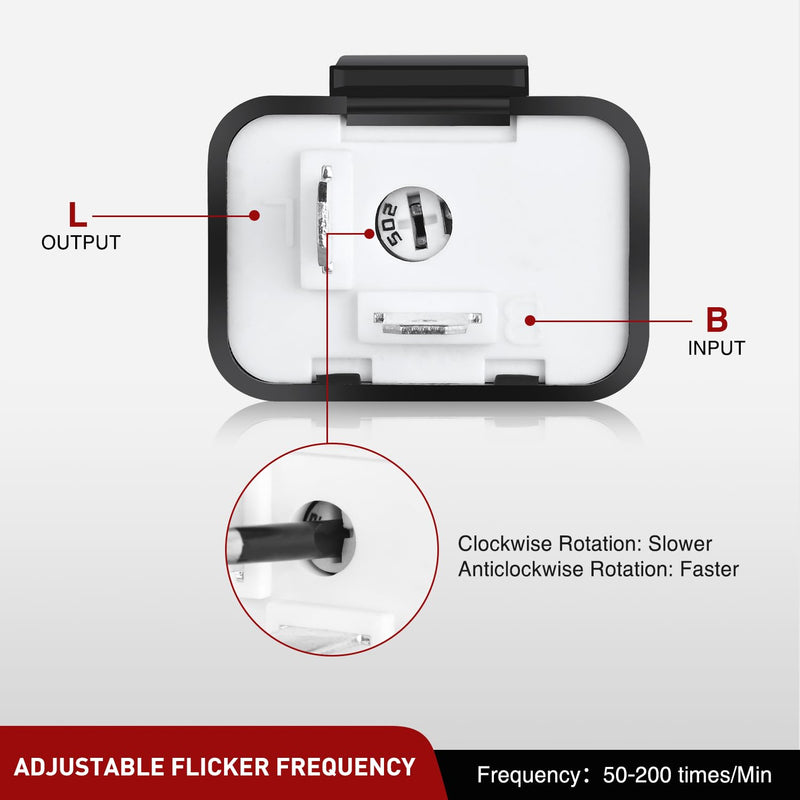 Nilight 4PCS Flasher Relay Adjustable 2 Pin Electronic Blinker Relay 12V Fixes Motorcycle Turn Signal and Hazard Warn Hyper Blink Flash or No Flash for LED and Halogen Bulbs, 2 Years Warranty 2 Pin Blinker Relay