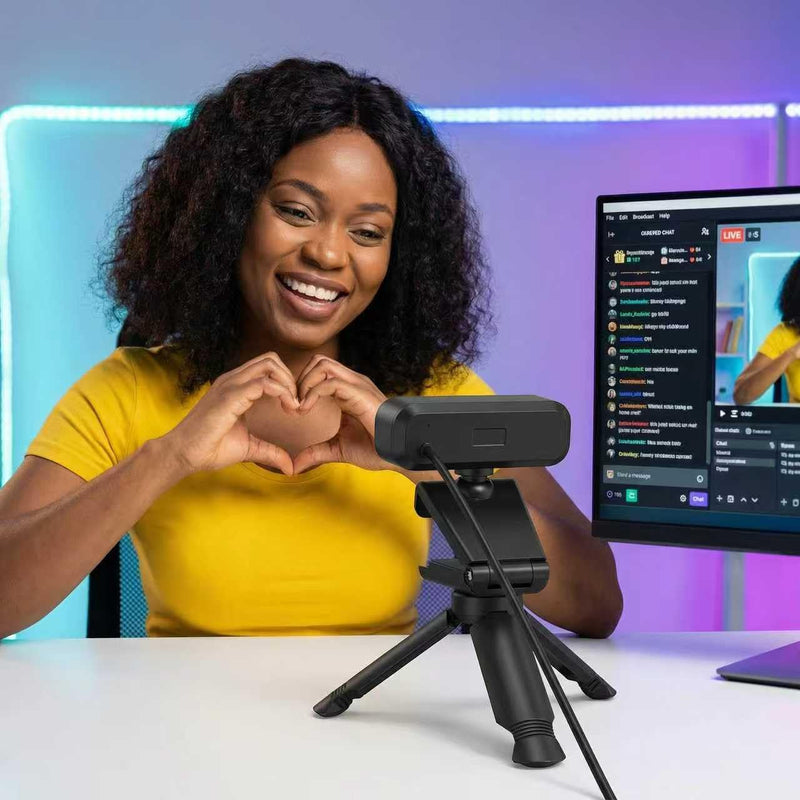 Gohero 4K Webcam with Dual PDAF Autofocus & Auto Light Correction | 2 Noise Reduction Mics, 83° FOV, Privacy Cover, USB-A, Pro Series Black002