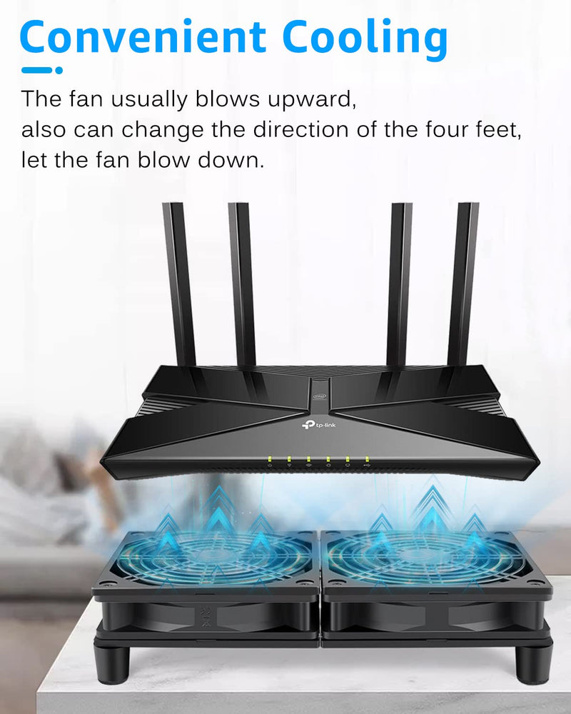 GDSTIME 240mm Router Fan Cooler with L/M/H Speed Control DC 5V USB Powered | Quiet Dual 120mm USB Computer Fan, for Router, Modem, Receiver, DVR, PlayStation, Xbox, Amplifier, Laptop, AV Cabinet Cooling 240mm USB Fan