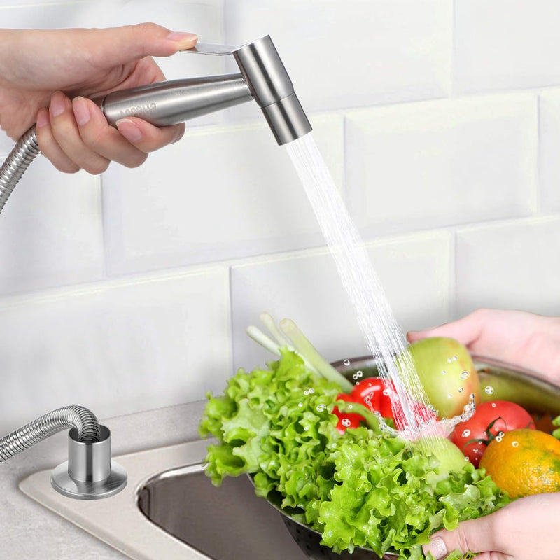 Operitacx Sink Sprayer with Hose, Universal Pull Out 304 Stainless Steel Kitchen Side Sprayer 1/2 inch Connector for Washing Vegetables and Dishes