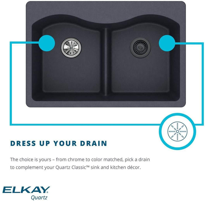 Elkay LKQD35 Polymer 3-1/2" Disposer Flange with Removable Basket Strainer and Rubber Stopper - Mocha