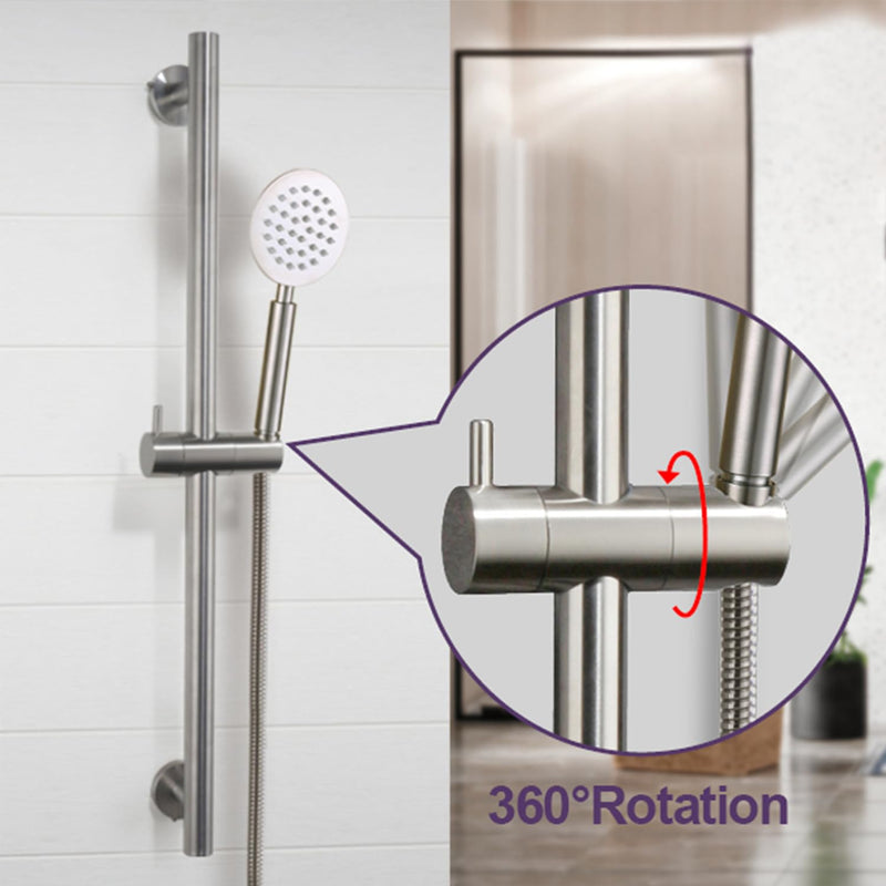 Wall Mount Bathroom Shower Slide Bar with Adjustable Hand Shower Holder Stainless Steel Shower Head Slide Bar, Brushed Nickel