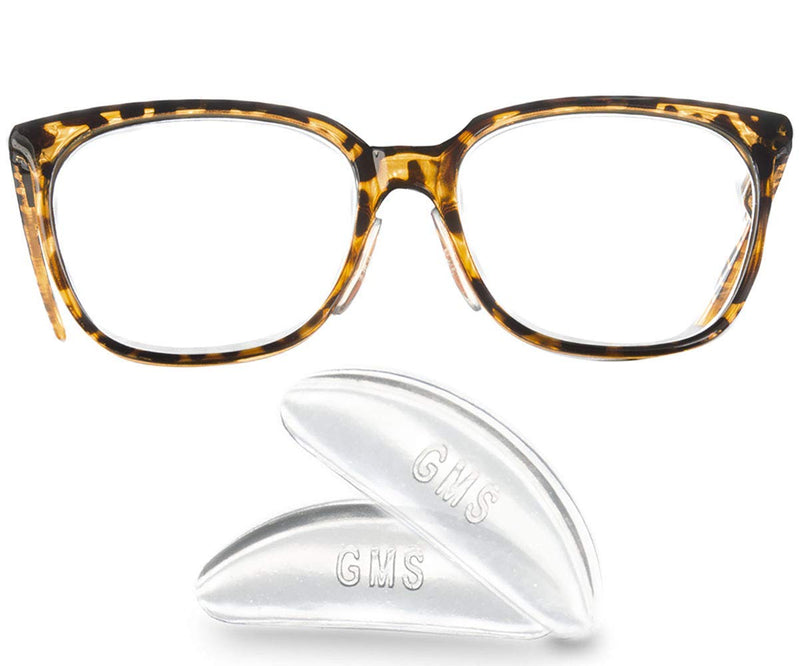GMS Optical® 2.5 Thick / 18mm Long Length - Anti-Slip Adhesive Contoured Soft Silicone Eyeglass Nose Pads with Super Sticky Backing for Glasses, Sunglasses, and Eye Wear - 5 Pair (Clear) Clear