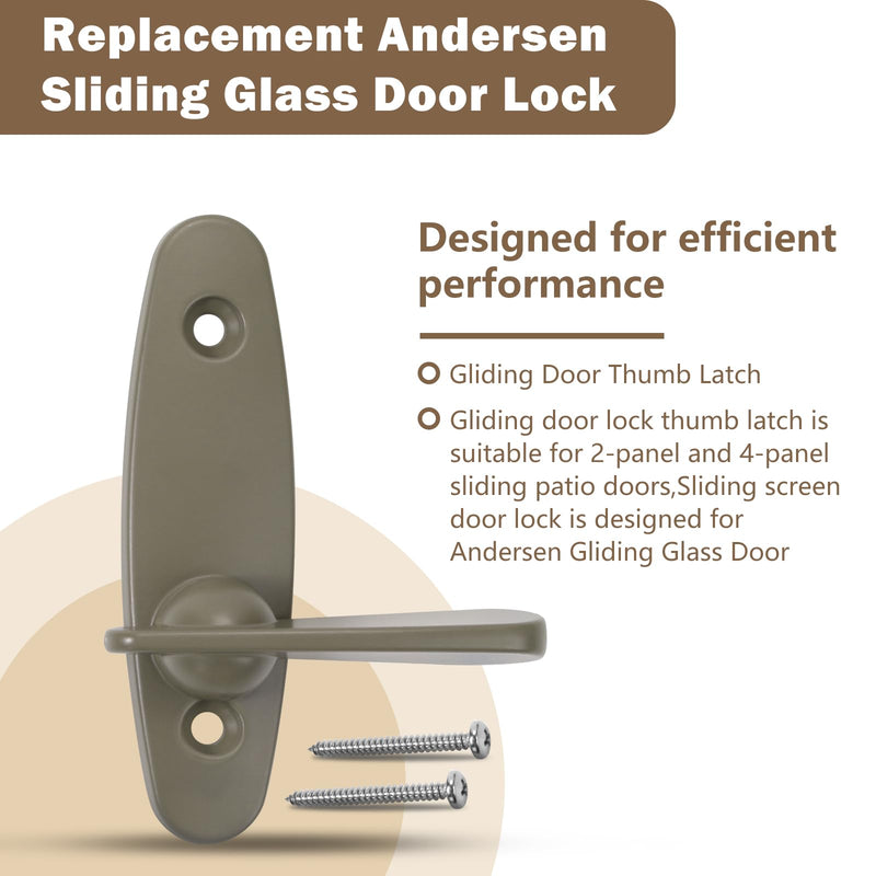 Replacement Andersen Tribeca Style Gliding Door Thumb Latch for Sliding Glass Door Lock,Works with Andersen Narroline Gliding, Perma-Shield Gliding and Frenchwood Gliding Patio Door 2 PCS 2PCADL01-AF