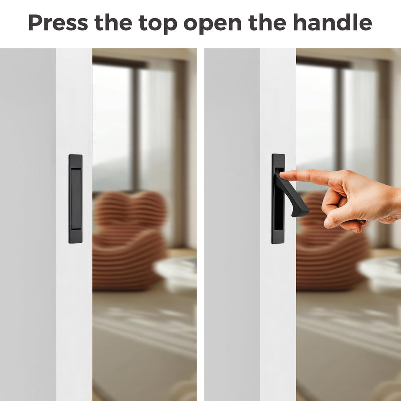 JOY DECOR Pocket Door Pull Handle, Edge Pull, Matte Black Flush Mount for Sliding Doors (4 Pack) 4