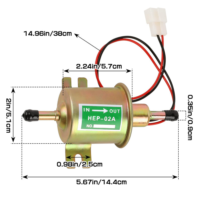 12V General Purpose Electric Fuel Pump, Low Pressure 2.5-4 PSI Inline, Gasoline Diesel Engine Gasoline Transfer Fuel Pump for Carburetor Lawn Mower Boat Carter HEP-02A