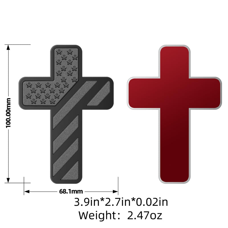 Cross Christian Car Emblem – Patriotic USA Flag Zinc Alloy 3D Badge with 3M Adhesive – Cross Decal for Car, Truck, Window, Door, Toolbox, or Home Decor (Matte Black) Matte Black