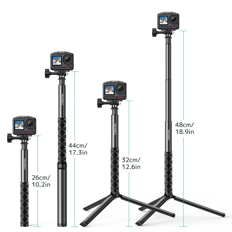 AKASO 49.2"/120cm Selfie Stick Tripod Extendable Action Camera Mount | Compatible with AKASO EK7000/Brave 4/EK7000 Pro/Brave 7 LE/Brave 7/GoPro Hero 13/12/11/10/ 9/Max/DJI Osmo Action 5/4/3 (120cm) Selfie Stick Tripod