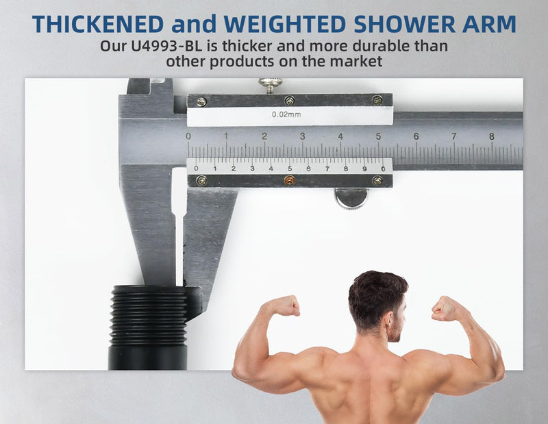Wall Mounted Brass Shower Arm 6-inches with Flange Replacement for Delta U4993-BL, Matte Black
