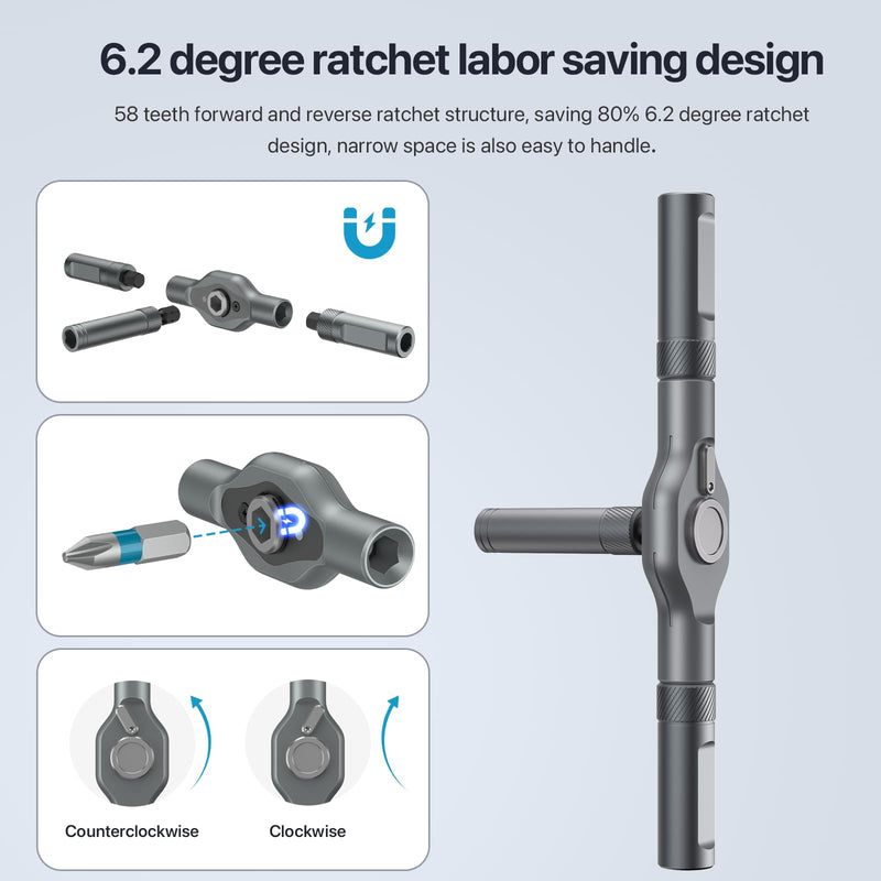 24 in 1 Magnetic Screwdriver Set, DIY Ratchet Mini Screwdriver Set, Removable self-assembly Precision Screwdriver kit, Magnetic DIY Precision Tool kit for PC Mobile Watch Bicycle Grey