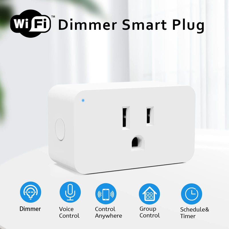 New One Smart Dimmer Plug, 2.4G Wi-Fi Dimmable Smart Plug, 2-Way Switch, Voice Control, White Dimmable Smart Plug-1 Pack