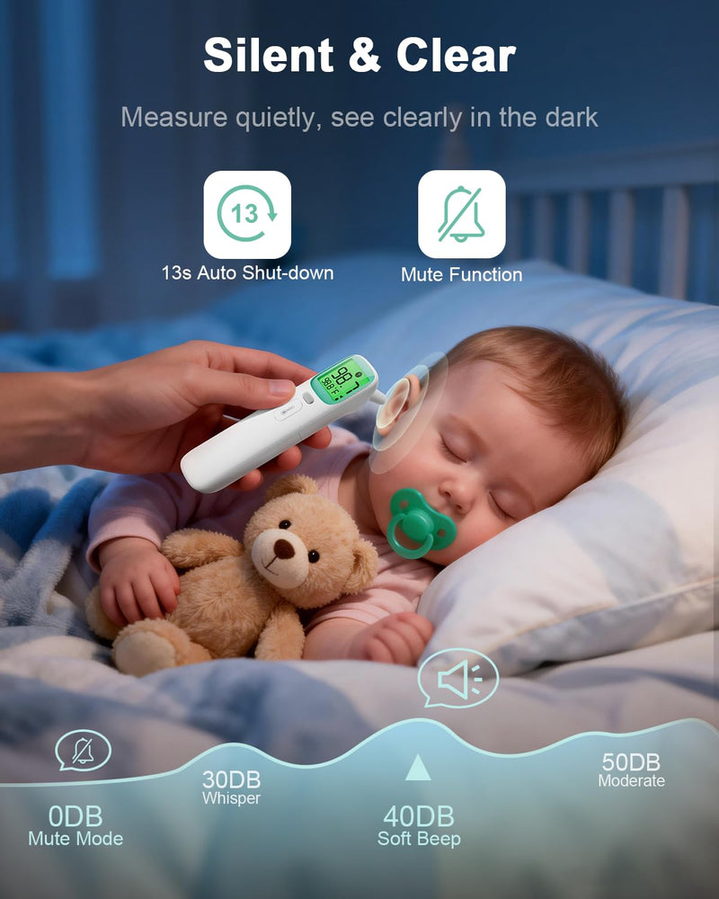 Ear Thermometer for Kids and Adults - Baby Thermometer FSA-HSA Eligible, Digital Infrared Thermometers 1S Reading, Accurate Forehead Termometro with Fever Alarm, 40 Memories (Green 1 Pack) Green