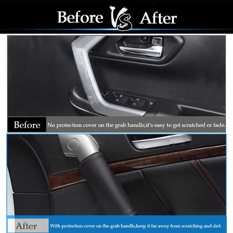 Car Grab Handle Cover,Soft Car Handle Protector,Car Grip Gloves, PU Leather Material,Interior Accessories for Most Cars,2Pcs Black Stitches