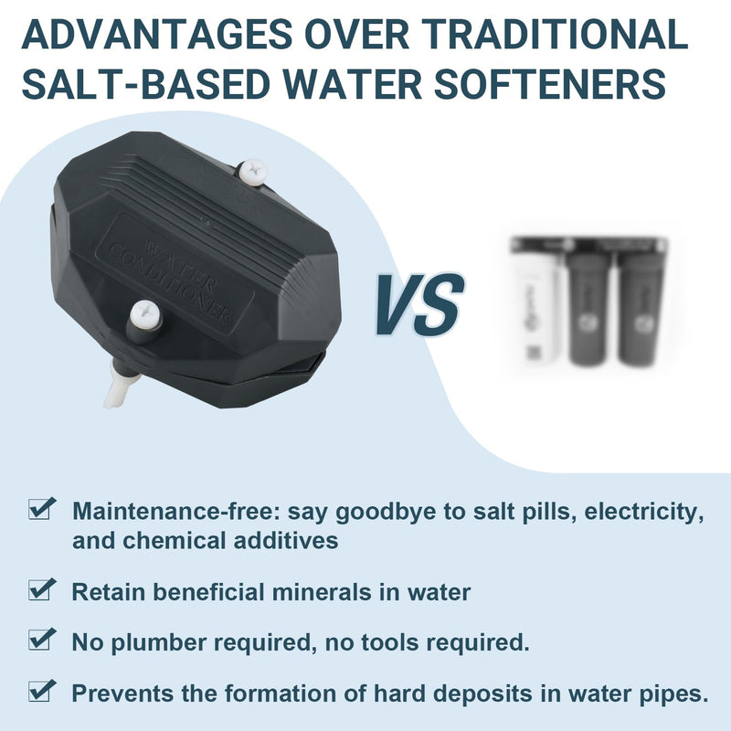 Magnetic Water Softener & Conditioner – Salt-Free Water Descaler for Hard Water Treatment | Easy Install, Eco-Friendly Water Softener System for Home & Apartment Plumbing